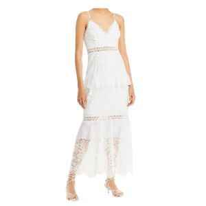 Aidan by Aidan Mattox Illusion Lace Dress Ivory 8 NWT